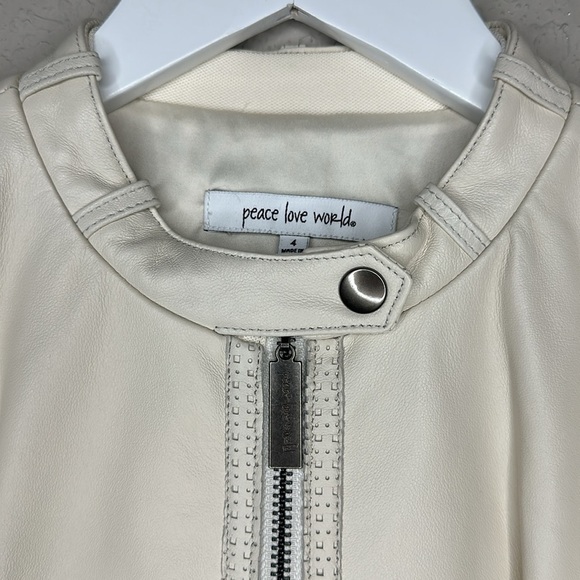 NWOT Peace Love World Leather Mixed Media Jacket Size 4 - Picture 3 of 16